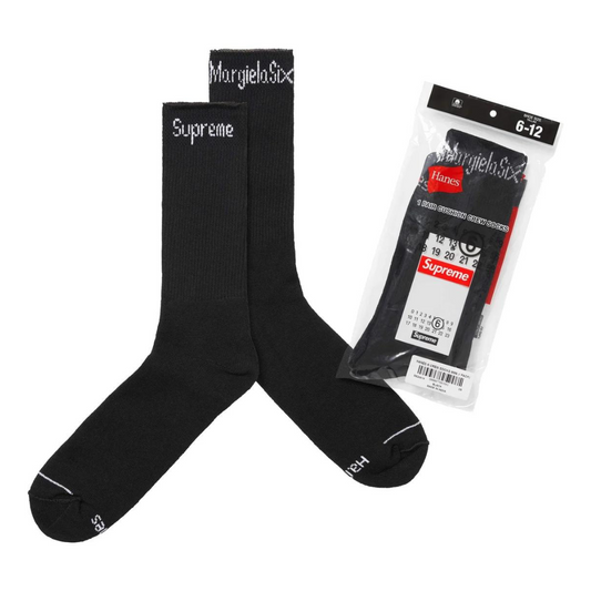 Supreme MM6 Maison Margiela Hanes Crew Socks (1 Pack) (Black)