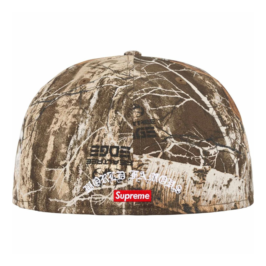 Supreme Gold Cross New Era Fitted Hat (Real Tree Camo)