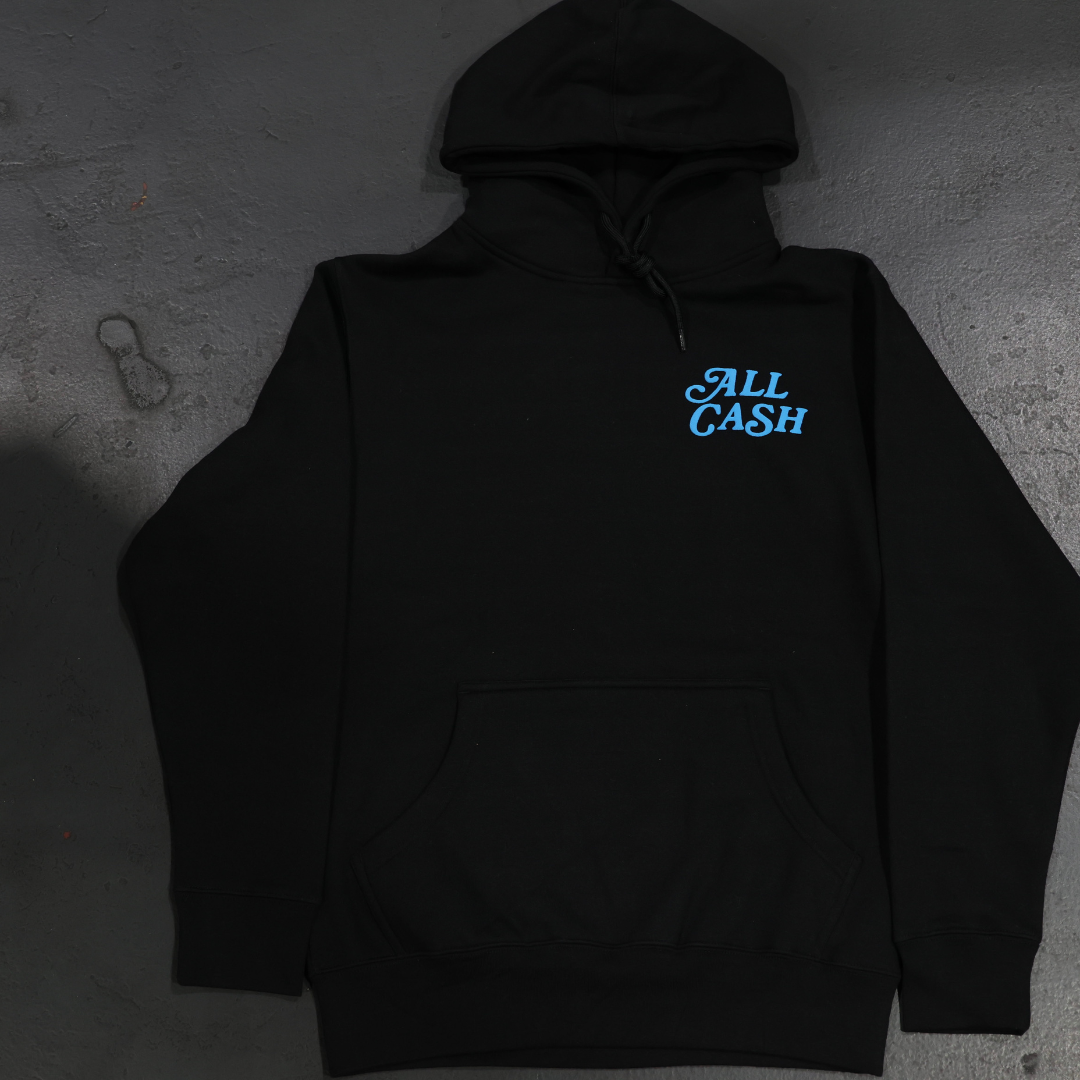 All Cash All My Friends Are Dead Puff Print Hoodie (Black/Blue)