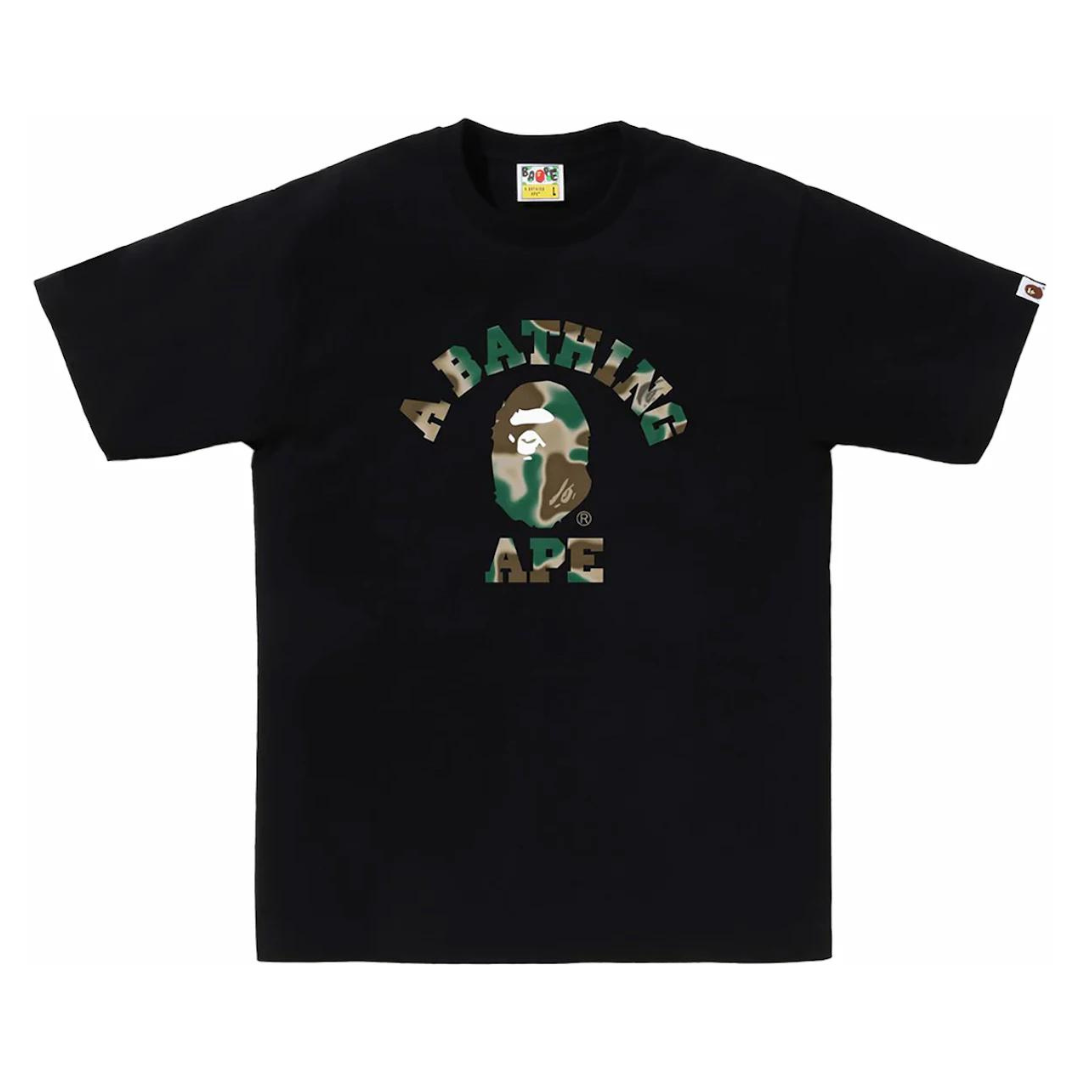 Bape Liquid Camo College Tee (Black/Olivedrab)