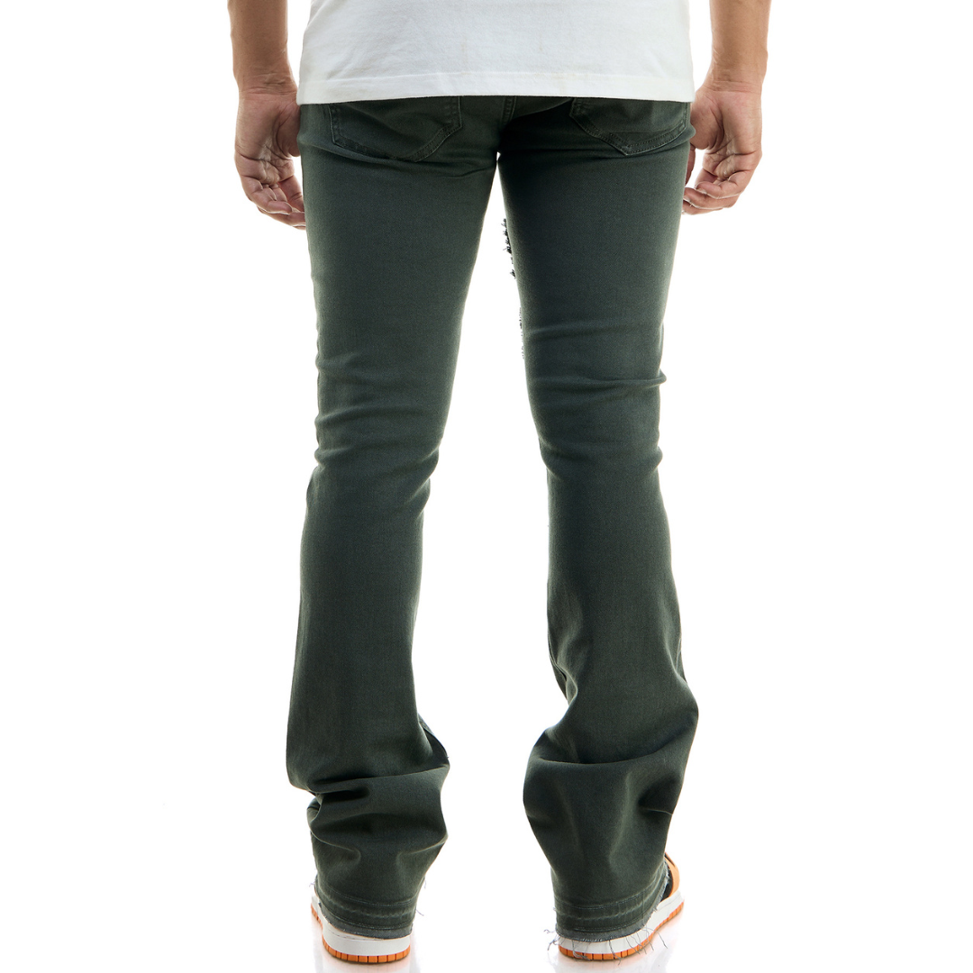 KDNK Alligator Skinny Flare Pants (Charcoal)(3265)