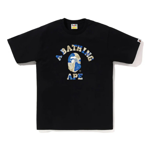 Bape Liquid Camo College Tee (Black/Blue)