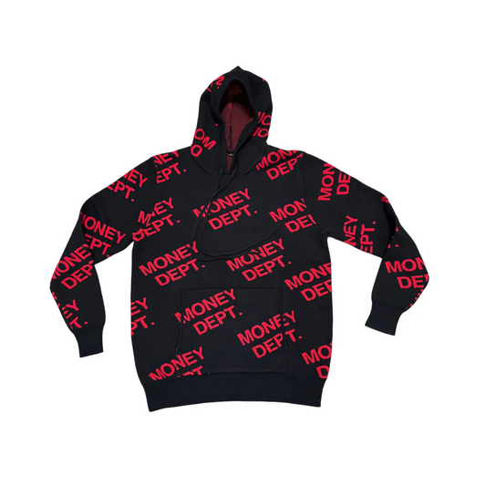 Money Dept Knitted Hoodie (Black/Red)