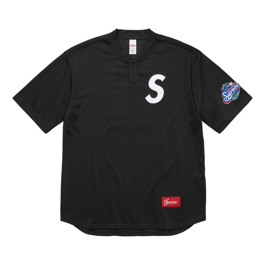 Supreme S Logo Baseball Henley (Black)