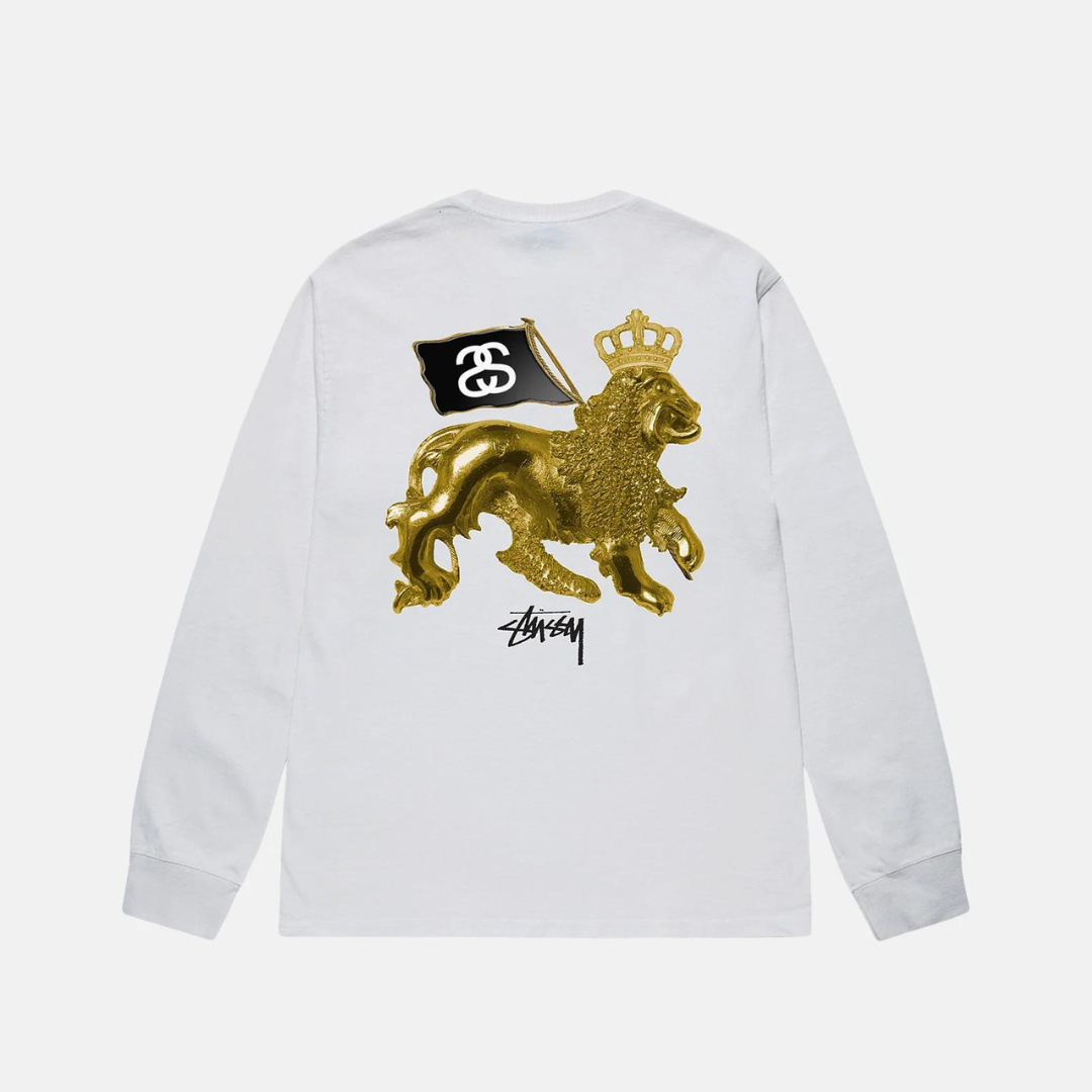 Stussy Gold Lion L/S Tee (White)