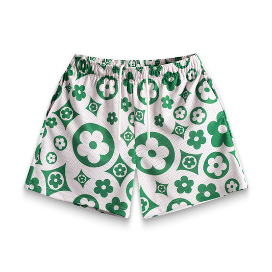 Bravest Studios Flower Shorts (White/Green)