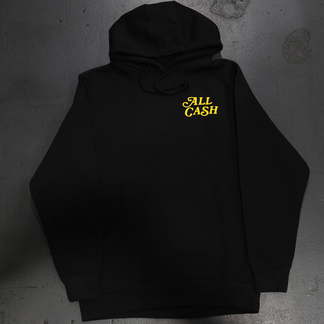 All Cash All My Friends Are Dead Puff Print Hoodie (Black/Yellow)