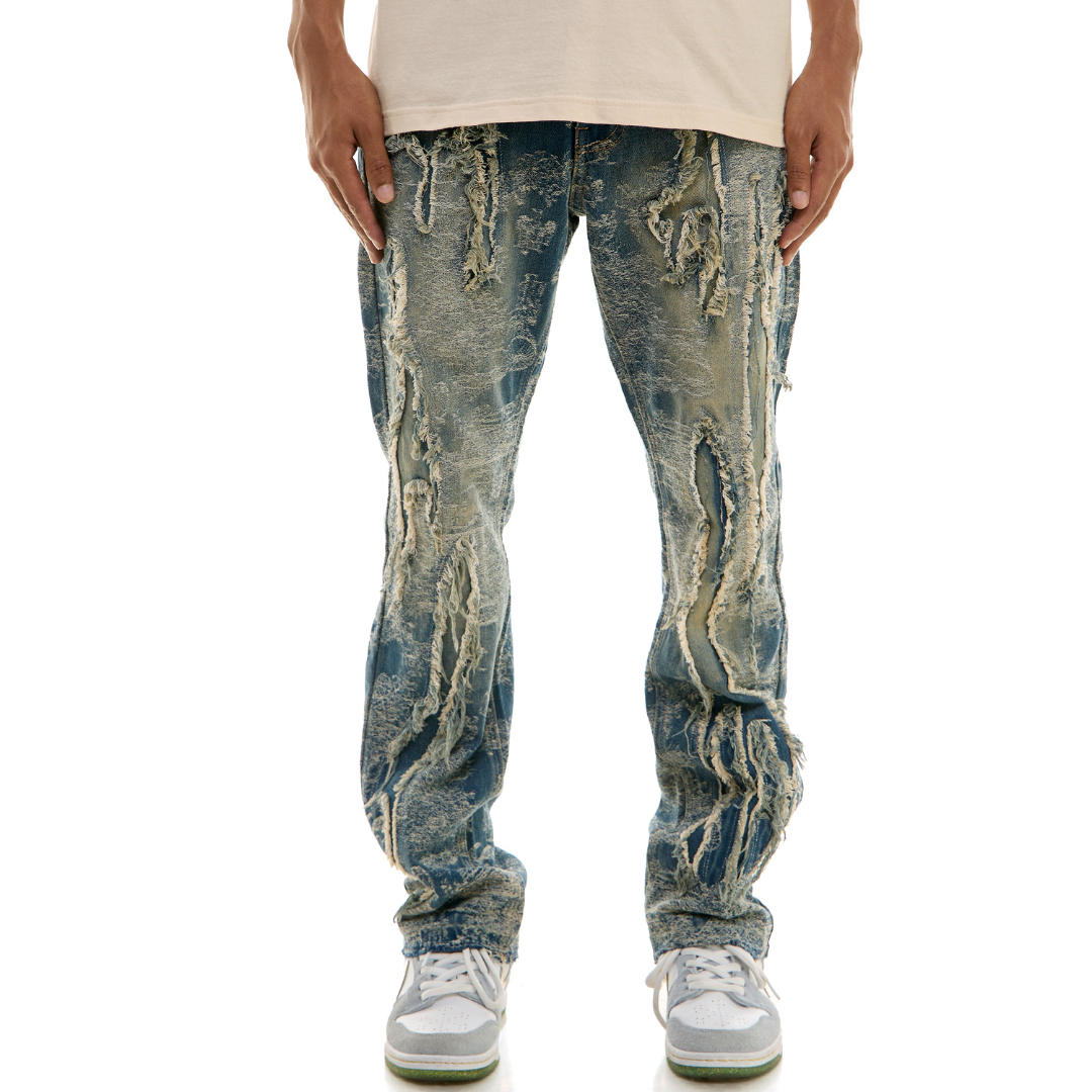 KDNK Under Patched Slim Fit Jeans (Blue)(4768)