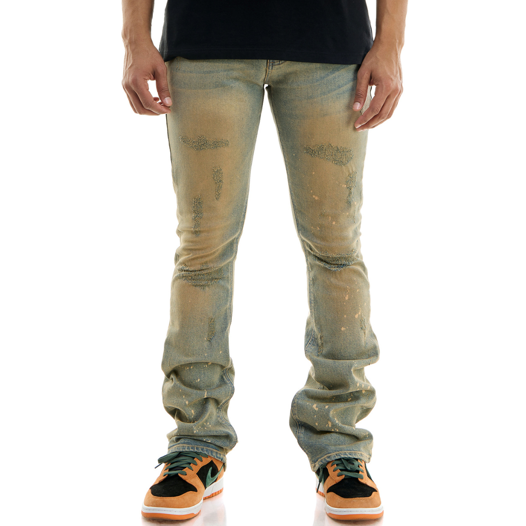 KDNK Distressed Skinny Flare Jeans (Blue)(4559)