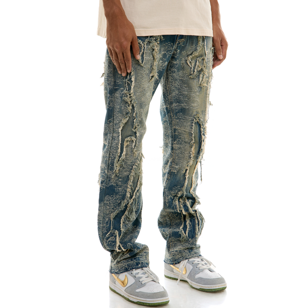 KDNK Under Patched Slim Fit Jeans (Blue)(4768)