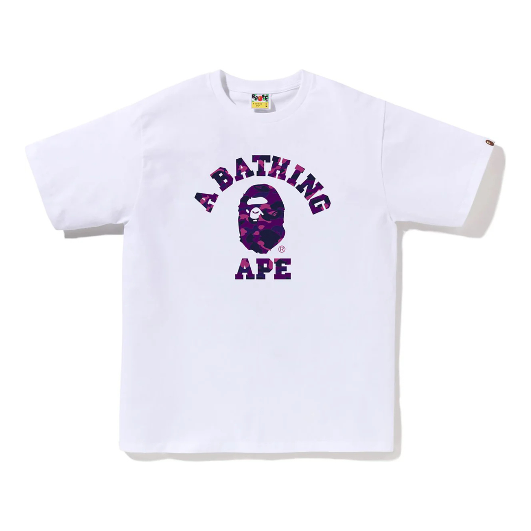 Bape Color Camo College Tee (White/Purple)