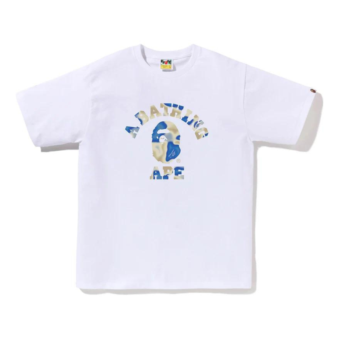 Bape Liquid Camo College Tee (White/Blue)