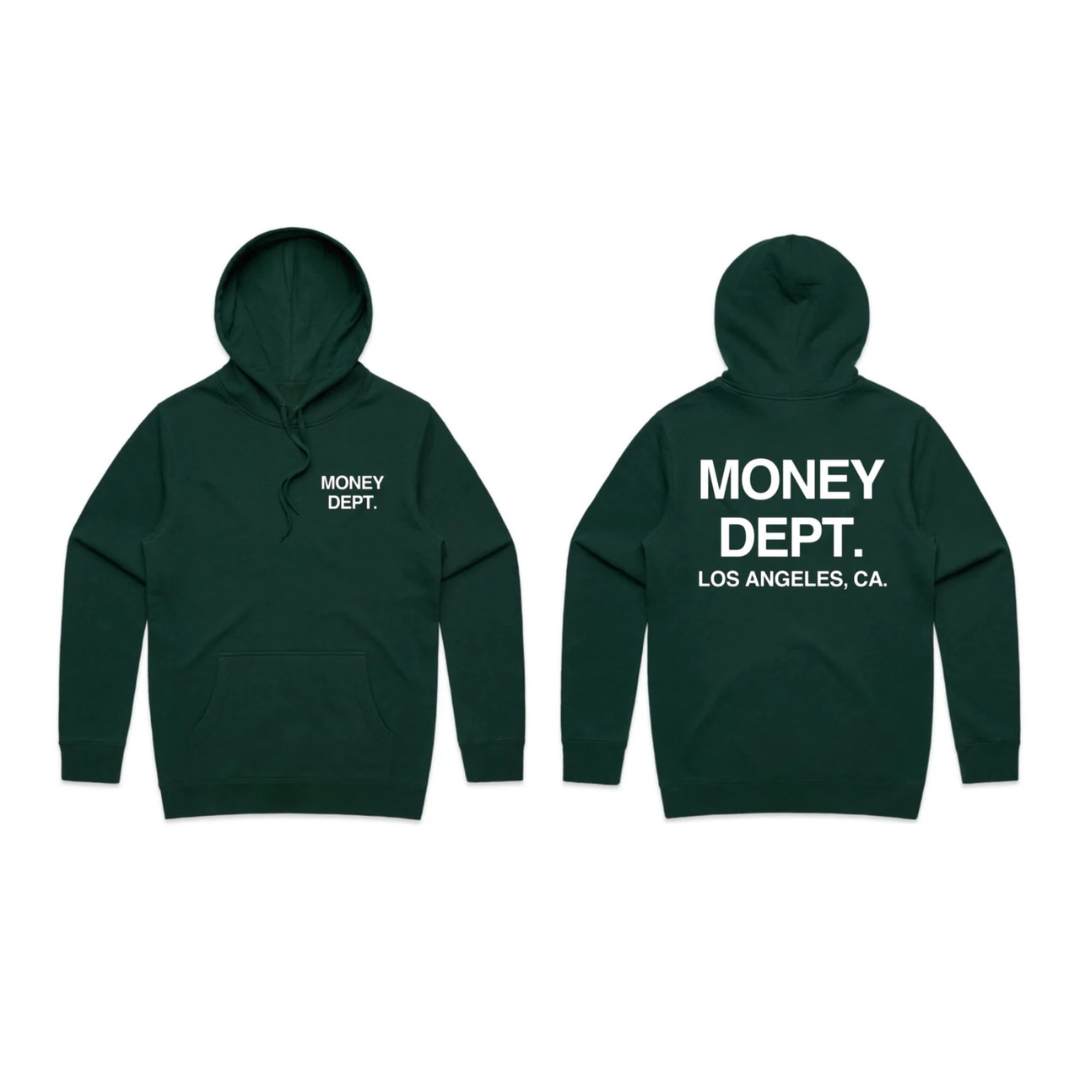 Money Dept Puff Print Hoodie (Pine/White)