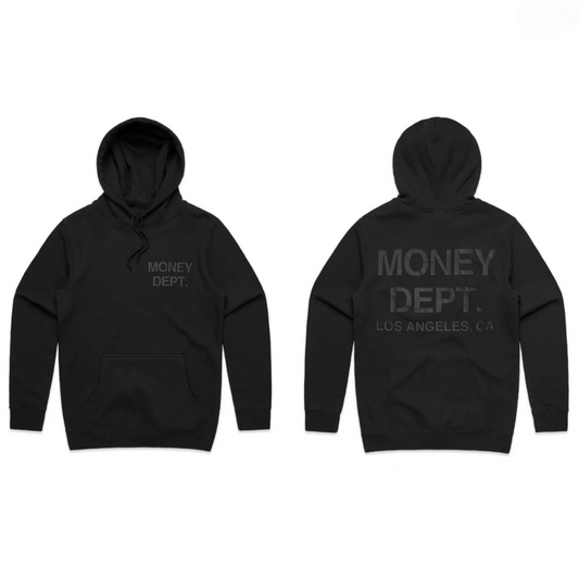 Money Dept Puff Print Hoodie (Black/Black)