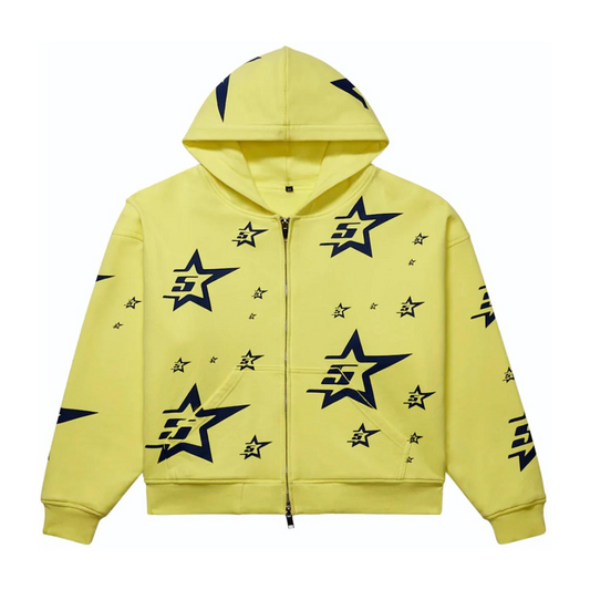 Sp5der Double Layer 5 Star Zip Hoodie (Yellow)