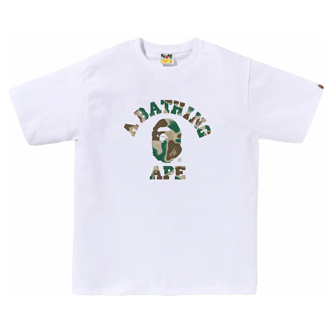 Bape Liquid Camo College Tee (White/Olivedrab)