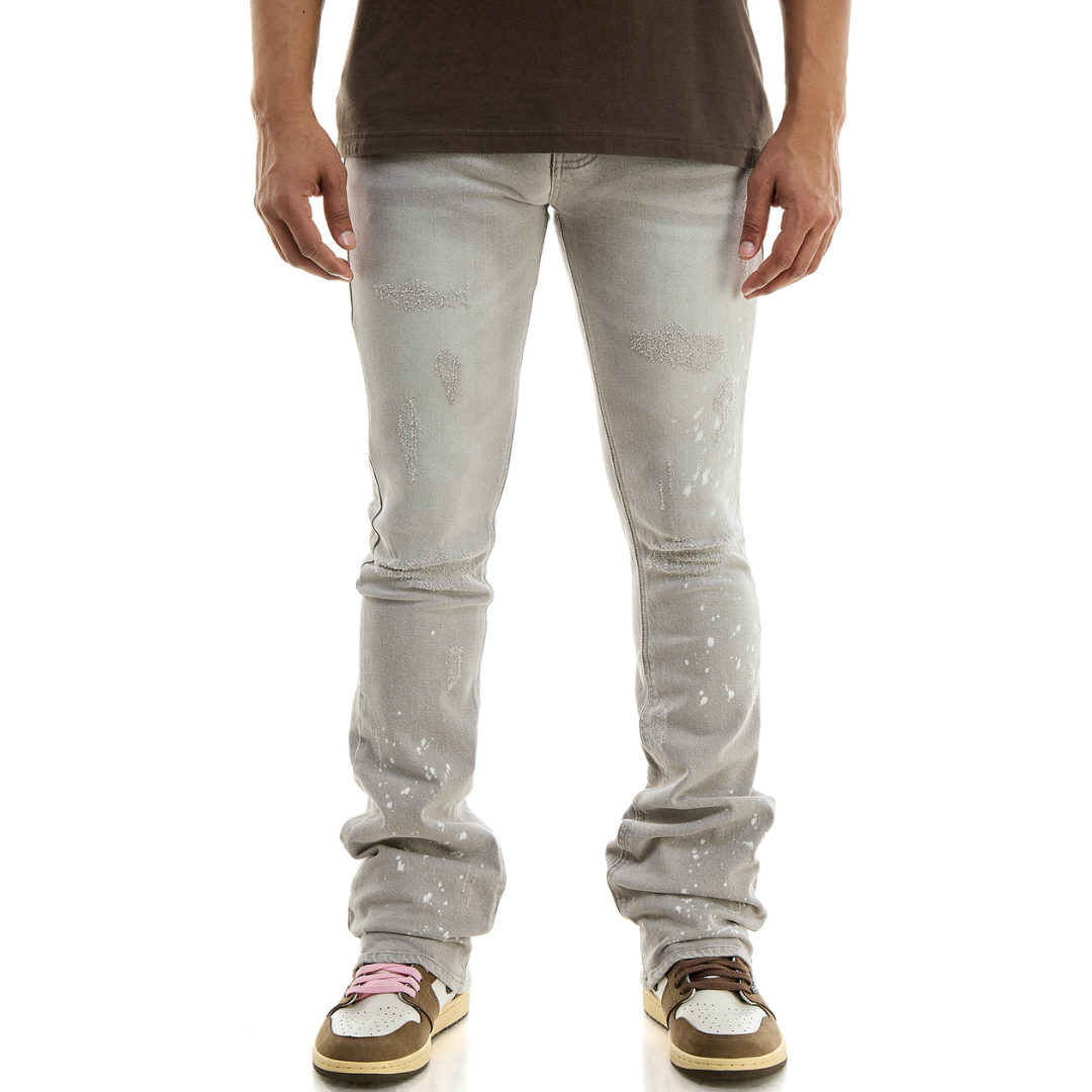 KDNK Distressed Skinny Flare Jeans (Grey)(4559)