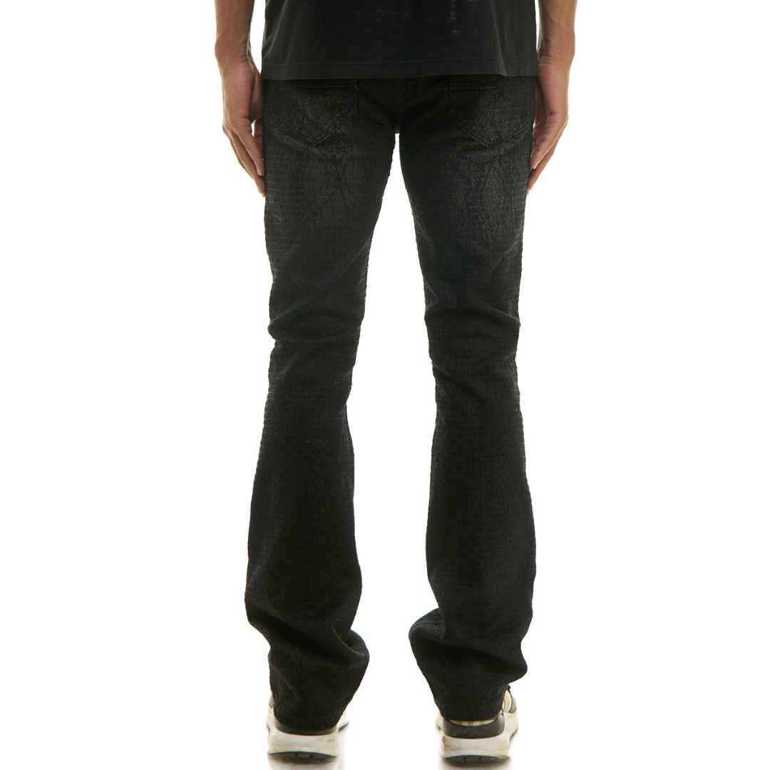 KDNK Spider Web Skinny Flare Jeans (Black)(4743)