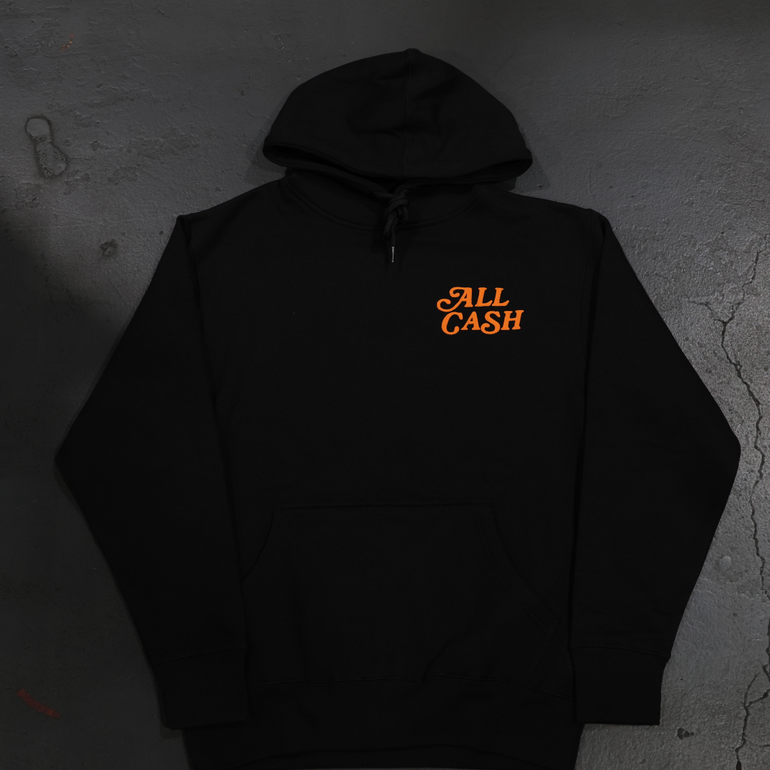 All Cash All My Friends Are Dead Puff Print Hoodie (Black/Orange)