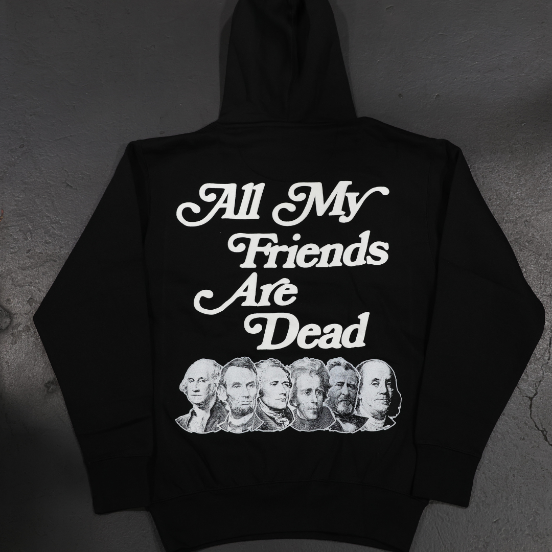 All Cash All My Friends Are Dead Puff Print Hoodie (Black/White)