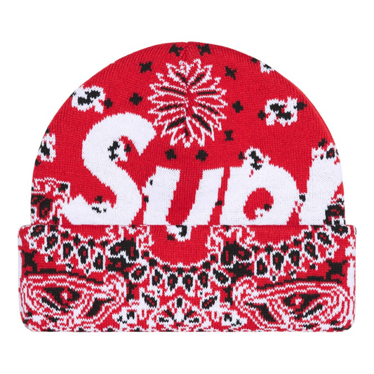 Supreme Bandana Big Logo Beanie (FW24)(Red)