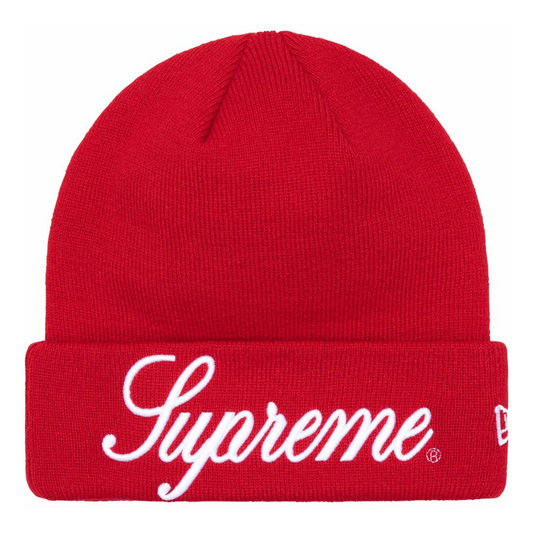 Supreme New Era Script Beanie (Red)