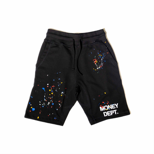 Money Dept Paint Splatter Shorts (Black)