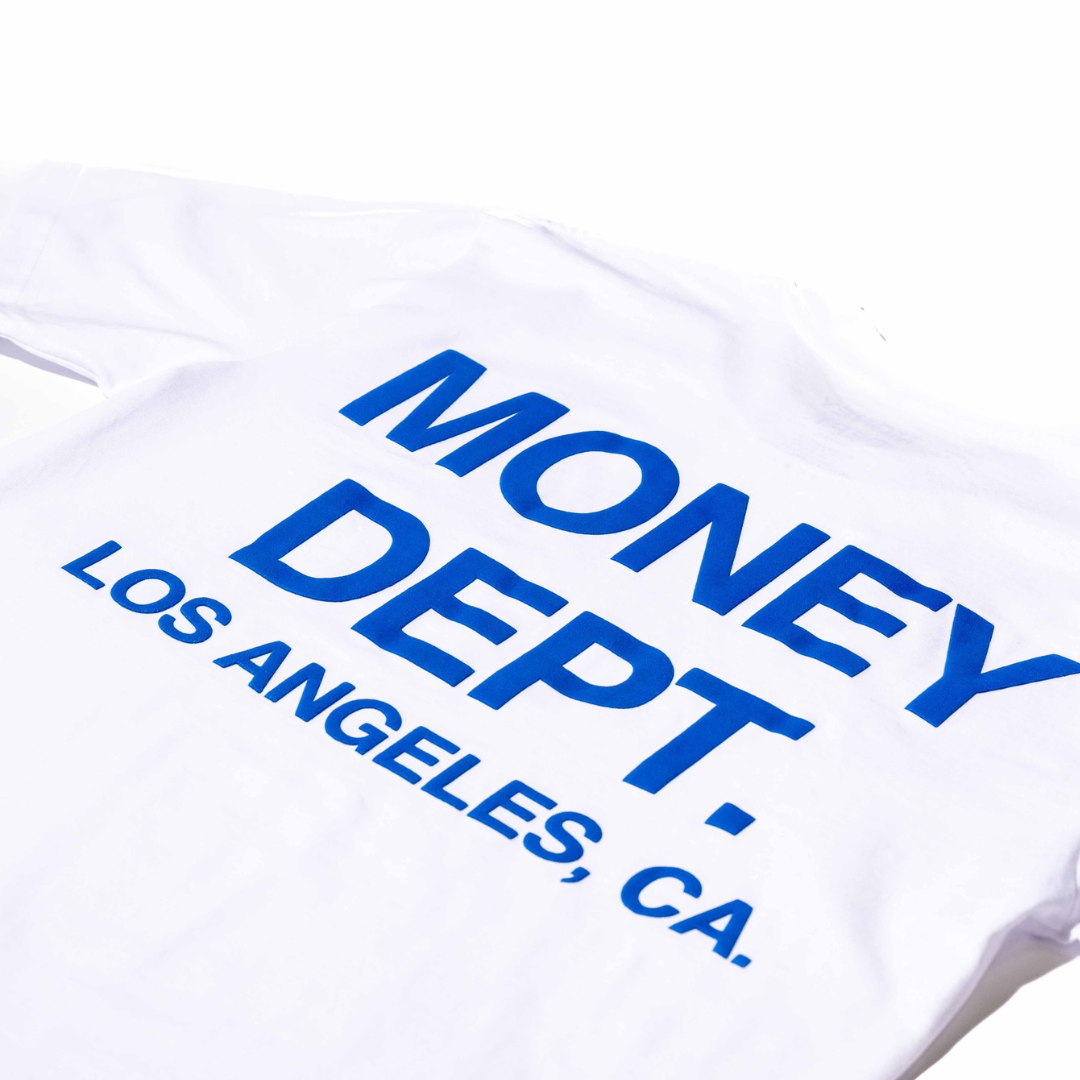 Money Dept Puff Print Tee (White/Blue)