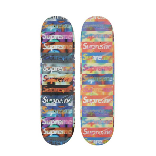 Supreme Distorted Logo Skateboard Deck (Black/Yellow Set)