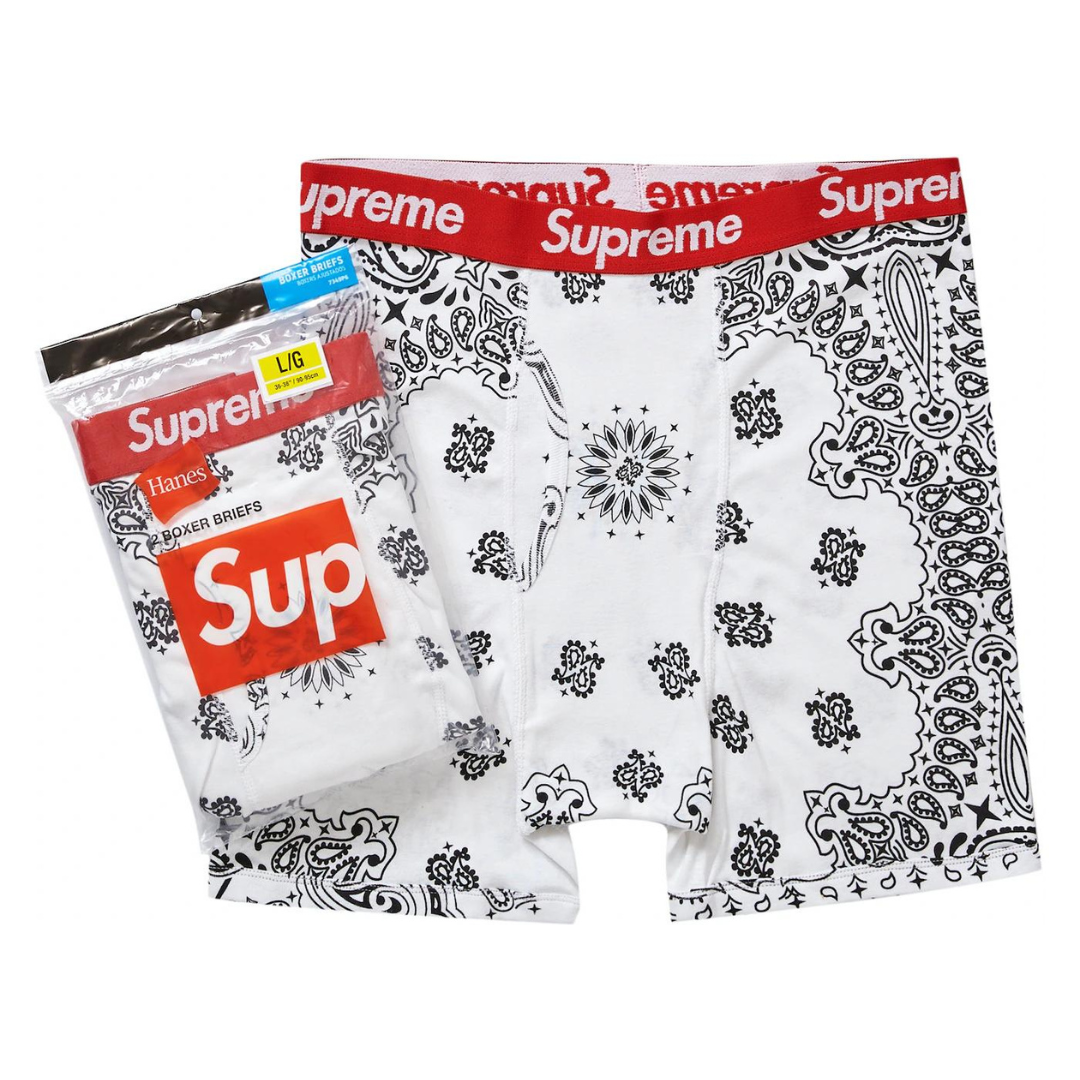 Supreme/Hanes Bandana Boxer Briefs (2 Pack)(White)
